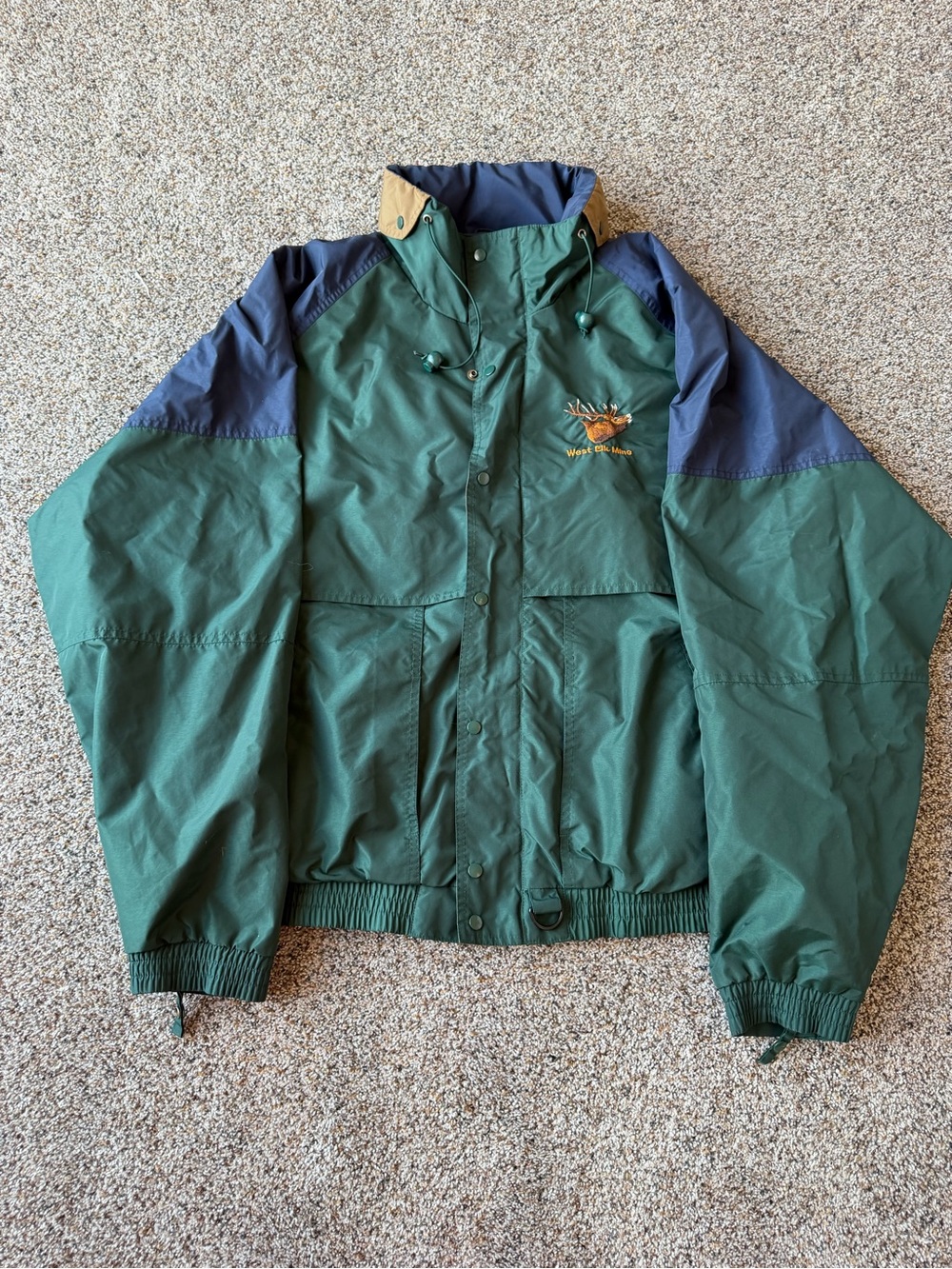 Vintage Tri-Mountain West Elk Mine Jacket XLT Green Navy Elk Embroidered 90s